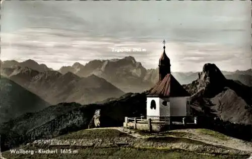 Ak Rottach Egern in Oberbayern, Wallberg, Kircherl, Zugspitze