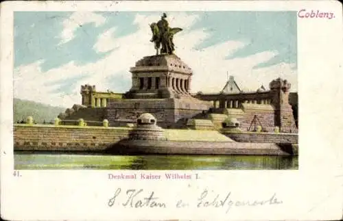 Ak Koblenz am Rhein, Denkmal Kaiser Wilhelm I