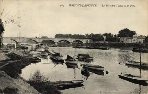 Ak Maisons Laffitte Yvelines, Le Port des Yachts et le Pont