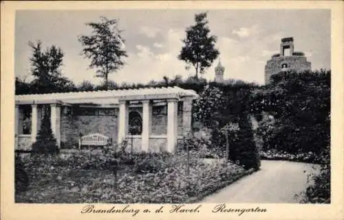 Ak Brandenburg an der Havel, Rosengarten mit Rosengarten-Pavillon