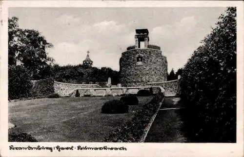 Ak Lennep Remscheid im Bergischen Land, Turm, Kriegerdenkmal, Bäume, Büsche