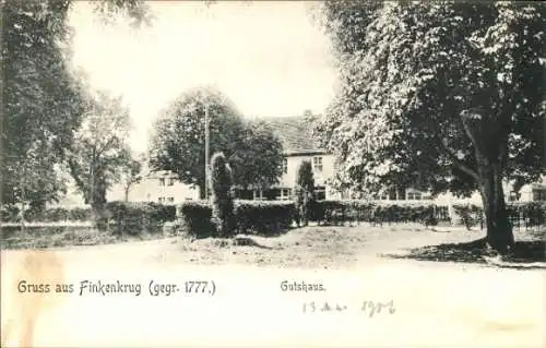 Ak Finkenkrug Falkensee im Havelland, Gutshaus, gegr. 1777