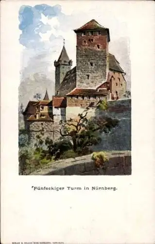 Künstler Ak Nürnberg in Mittelfranken, Fünfeckiger Turm