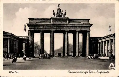 Ak Berlin Mitte, Brandenburger Tor und Siegessäule