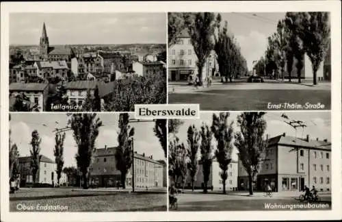 Ak Eberswalde im Kreis Barnim, Ernst Thälmann Straße, Obus Endstation, Wohnungsneubauten