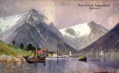 Künstler Ak Sognefjord Norwegen, Balestrand Sognefjord