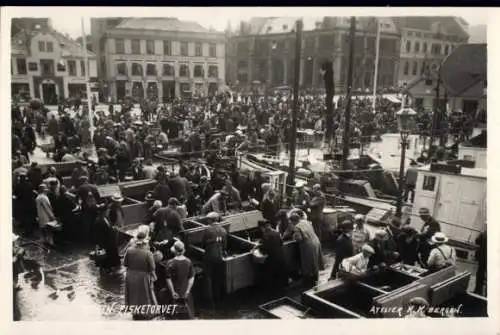 Foto Ak Bergen Norwegen, Fisketorvet, Fischmarkt