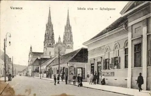 Ak Versecz Vršac Werschetz Serbien, Schulgasse, Kirche