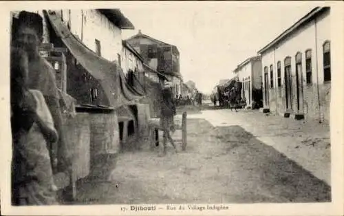 Ak Djibouti, Rue du Village Indigène, Straßenpartie im Ort