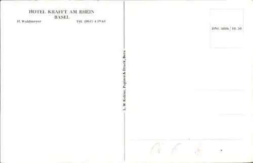 Ak Bâle Basel Stadt Schweiz, Speisesaal Hotel Krafft am Rhein, H.Waldmeyer