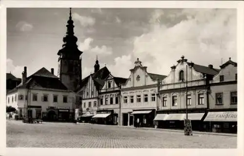 Ak Pelhřimov Pilgram Region Hochland, Marktplatz