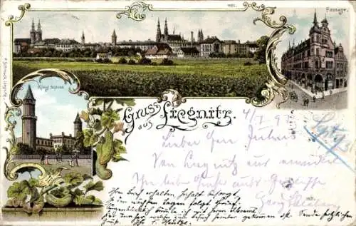 Litho Legnica Liegnitz Schlesien, Passage, Schloss, Panorama