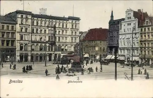 Ak Wrocław Breslau Schlesien, Blücherplatz