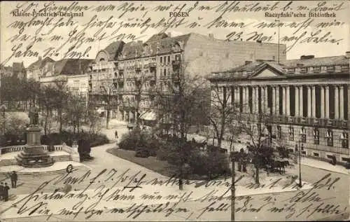 Ak Poznań Posen, Kaiser-Friedrich-Denkmal, Raczyński'sche Bibliothek, Stadtansicht