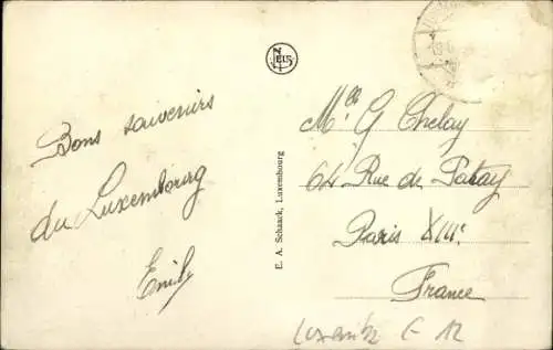 Ak Luxembourg, Straßenbahn fährt um Rondel am Bahnhof vorbei