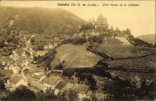 CPA Vianden Luxembourg, Ville haute et le château