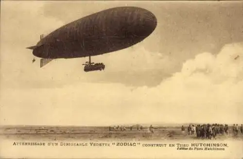 Ak Atterrissage d'un Dirigéable vedette Zodiac, Construit en tissu Hutchinson