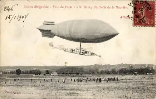 CPA Ballon dirigeable Ville de Paris