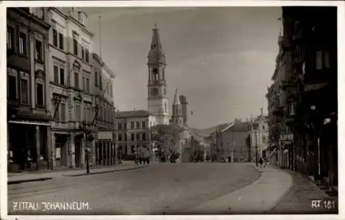 Ak Zittau in Sachsen, Historische Stadtansicht, Johanneskirche, Bürgerhäuser