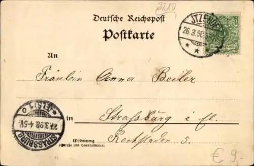 Passepartout Ak Itzehoe in Holstein, Sparkasse, Kirche, Bahnhofshotel