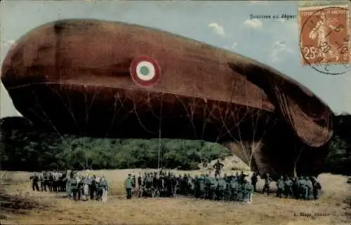 Ak Luftfahrt, Fesselballon, Soldaten