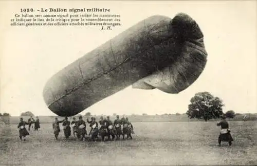 Ak Französischer Militärballon, Signalballon, Soldaten