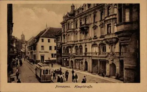 Ak Pirmasens am Pfälzerwald, Hauptstraße, Straßenbahn