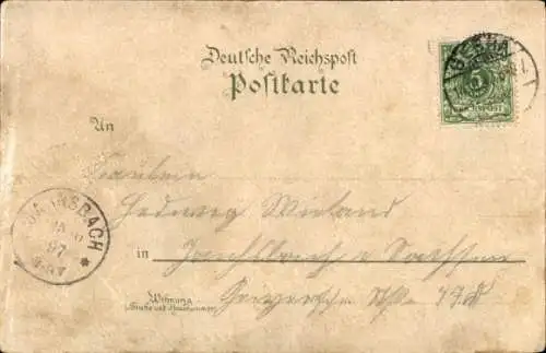 Litho Bebra an der Fulda in Hessen, Die Gleisseite vom Bahnhof, Wartesaal