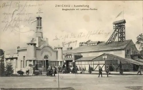 Ak Zwickau in Sachsen, Gewerbeausstellung 1906, Bergbauhalle, Laternenpavillon