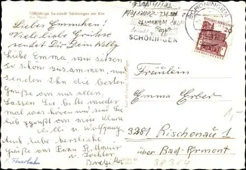 Ak Schöningen am Elm, Teilansicht, Markt, Fachwerkhäuser