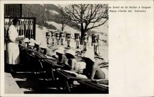 CPA Le Sepey Ormont Dessous Canton de Vaud, Ecole au Soleil du Dr. Rollier à Cergnat