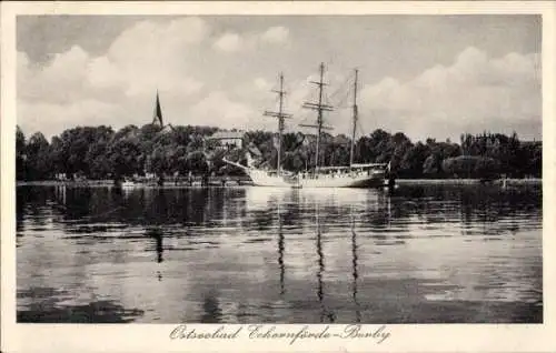 Ak Borby Ostseebad Eckernförde, Seepartie, Segelschiff