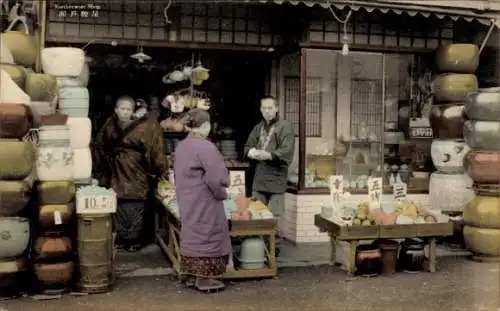 Ak Japanischer Töpferwaren Händler