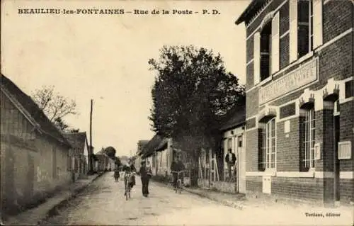 CPA Beaulieu les Fontaines Oise, Rue de la Poste