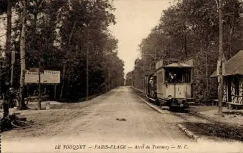 CPA Le Touquet Paris Plage Pas de Calais, Arrêt du Tramway