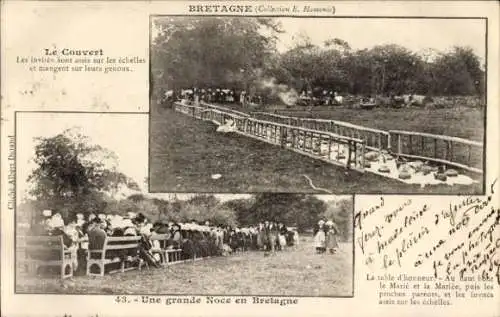 Ak Bretagne, Costumes Bretons, bretonische Trachten, Hochzeitsfeier