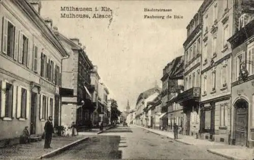 Ak Mulhouse Mülhausen Elsass Haut Rhin, Baderstraße