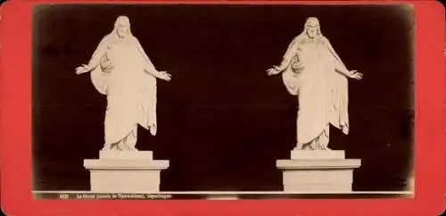 Stereo CdV Kopenhagen, Christus, Skulptur von Bertel Thorvaldsen