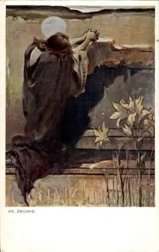 Künstler Ak Zmurko, Fr., betende Frau