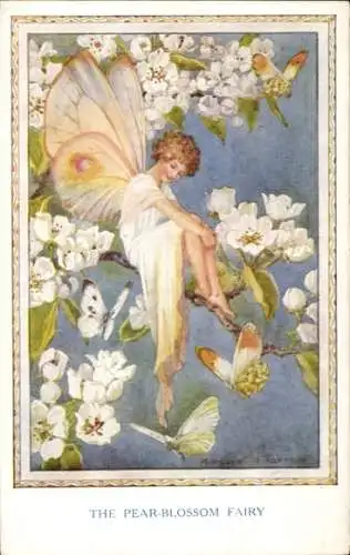 Künstler Ak Tarrant, Margaret W., The Pear Blossom Fairy, Schmetterlinge, Elfe