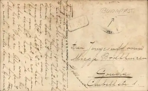 Ak Budapest Ungarn, Straßenpartie, Straßenbahn