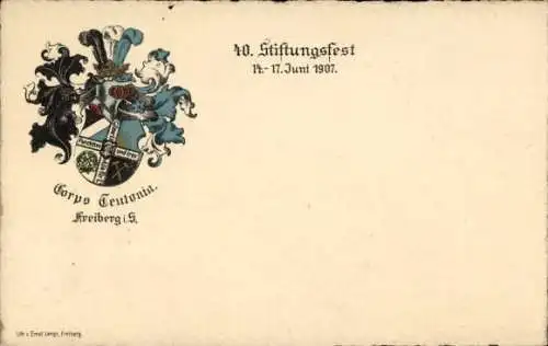 Studentika Ak Freiberg in Sachsen, Corps Teutonia, Wappen, WSC Weinheimer Senioren Convent