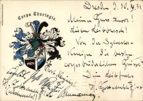 Studentika Ak Dresden, Corps Thuringia, Wappen, WSC Weinheimer Senioren Convent