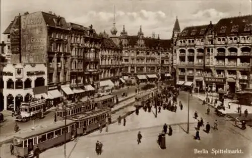 Ak Berlin Mitte, Spittelmarkt, Straßenbahnen