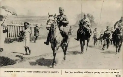 Ak Serbische Offiziere der Artillerie, I WK