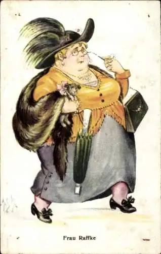 Künstler Ak Scheuermann, Willi, Frau Raffke