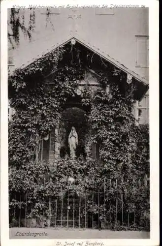 Ak Zangberg in Oberbayern, Erziehungs-Institut der Salesianerinnen St. Joseph, Lourdesgrotte