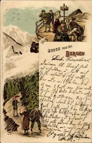 Litho Schweiz, Gruß aus den Bergen, Aussichtspunkt