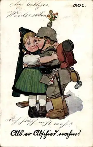 Künstler Ak Engelhard, P.O.E., Als er Abschied nahm