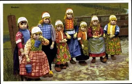 Ak Marken, Kinder in niederländischer Tracht